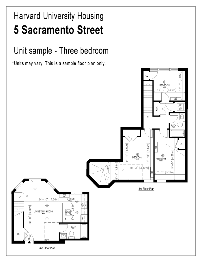 a split level 3 bedroom unit, with 1 bedroom on the lower floor and two bedrooms on the upper floor.