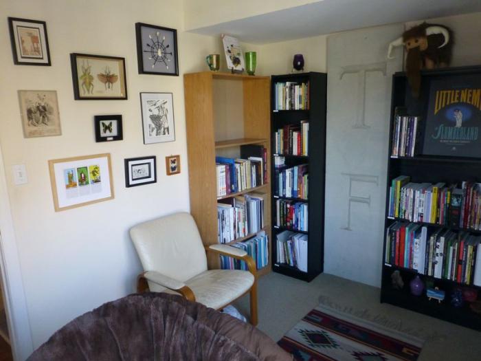 Study area with carpeting